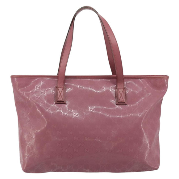 GUCCI GG implementation Tote Bag PVC Pink Gold 211137 Auth 175631