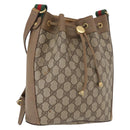 GUCCI GG Supreme Web Sherry Line Bag PVC Beige Gold 41 02 034 Auth 175632-1