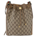 GUCCI GG Supreme Web Sherry Line Bag PVC Beige Gold 41 02 034 Auth 175632-13