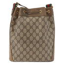 GUCCI GG Supreme Web Sherry Line Bag PVC Beige Gold 41 02 034 Auth 175632-2