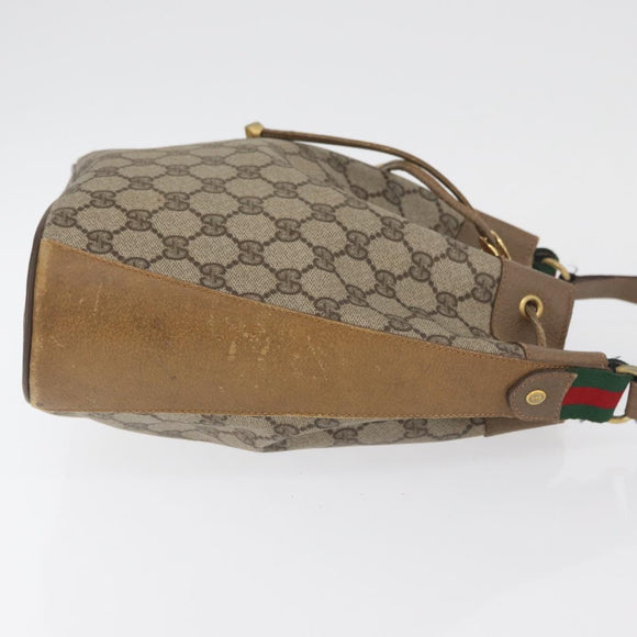 GUCCI GG Supreme Web Sherry Line Bag PVC Beige Gold 41 02 034 Auth 175632