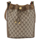GUCCI GG Supreme Web Sherry Line Bag PVC Beige Gold 41 02 034 Auth 175633-13