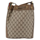 GUCCI GG Supreme Web Sherry Line Bag PVC Beige Gold 41 02 034 Auth 175633-2