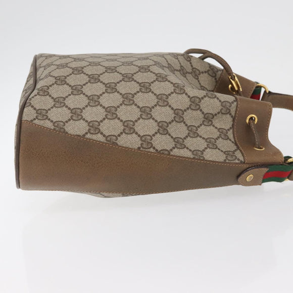GUCCI GG Supreme Web Sherry Line Bag PVC Beige Gold 41 02 034 Auth 175633