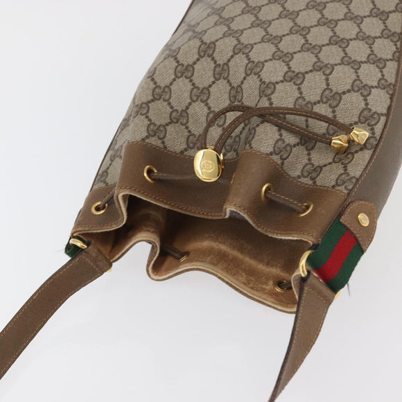 GUCCI GG Supreme Web Sherry Line Bag PVC Beige Gold 41 02 034 Auth 175633