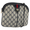 GUCCI GG Supreme Sherry Line Shoulder Bag PVC Navy Gold 98 02 047 Auth 175634-1