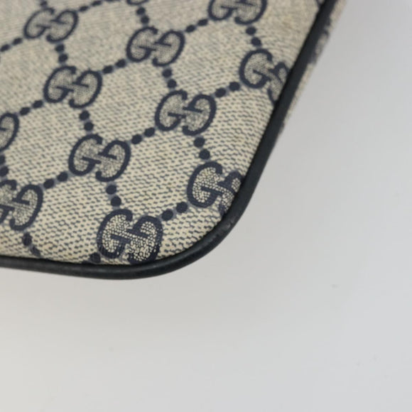 GUCCI GG Supreme Sherry Line Shoulder Bag PVC Navy Gold 98 02 047 Auth 175634