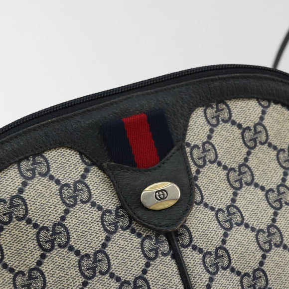 GUCCI GG Supreme Sherry Line Shoulder Bag PVC Navy Gold 98 02 047 Auth 175634