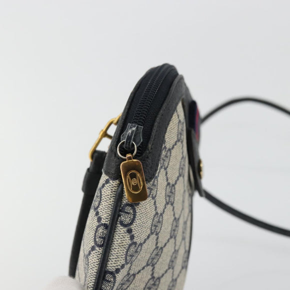 GUCCI GG Supreme Sherry Line Shoulder Bag PVC Navy Gold 98 02 047 Auth 175634