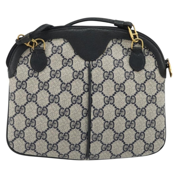 GUCCI GG Supreme Sherry Line Shoulder Bag PVC Navy Gold 98 02 047 Auth 175634