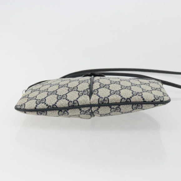 GUCCI GG Supreme Sherry Line Shoulder Bag PVC Navy Gold 98 02 047 Auth 175634