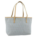 FENDI Zucchino Canvas Tote Bag Light Blue Silver Auth 175635-1