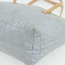 FENDI Zucchino Canvas Tote Bag Light Blue Silver Auth 175635-14