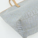 FENDI Zucchino Canvas Tote Bag Light Blue Silver Auth 175635-15