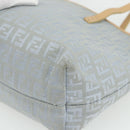 FENDI Zucchino Canvas Tote Bag Light Blue Silver Auth 175635-16