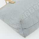 FENDI Zucchino Canvas Tote Bag Light Blue Silver Auth 175635-9