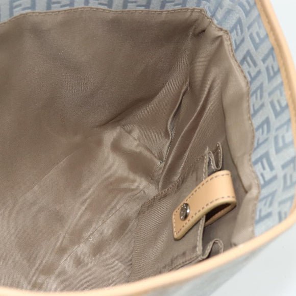FENDI Zucchino Canvas Tote Bag Light Blue Silver Auth 175635