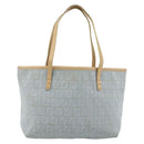 FENDI Zucchino Canvas Tote Bag Light Blue Silver Auth 175635-13