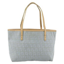 FENDI Zucchino Canvas Tote Bag Light Blue Silver Auth 175635-2
