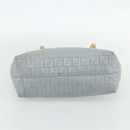 FENDI Zucchino Canvas Tote Bag Light Blue Silver Auth 175635-5