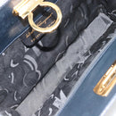 Salvatore Ferragamo Gancini Chain Shoulder Bag Leather Navy Gold Auth 175636-11