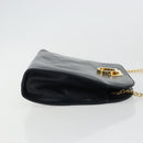 Salvatore Ferragamo Gancini Chain Shoulder Bag Leather Navy Gold Auth 175636-3