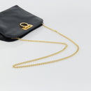 Salvatore Ferragamo Gancini Chain Shoulder Bag Leather Navy Gold Auth 175636-7