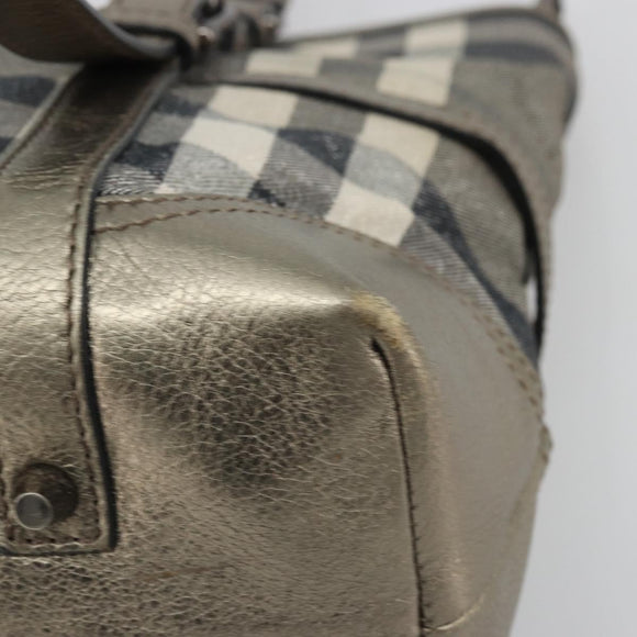 BURBERRY Nova Check Tote Bag Canvas Gray Silver Auth 175637A