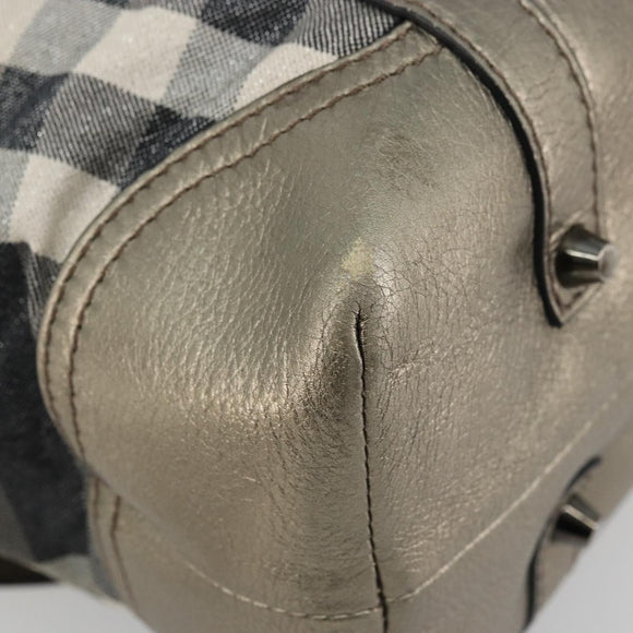 BURBERRY Nova Check Tote Bag Canvas Gray Silver Auth 175637A
