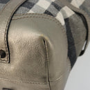 BURBERRY Nova Check Tote Bag Canvas Gray Silver Auth 175637A-15