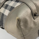 BURBERRY Nova Check Tote Bag Canvas Gray Silver Auth 175637A-16