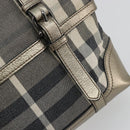 BURBERRY Nova Check Tote Bag Canvas Gray Silver Auth 175637A-18
