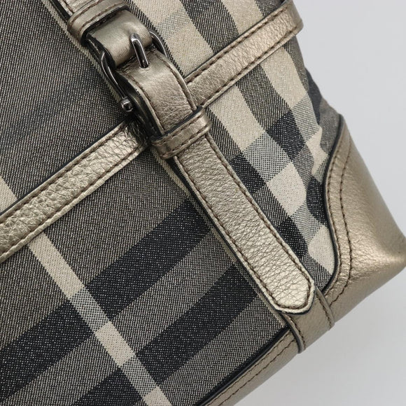 BURBERRY Nova Check Tote Bag Canvas Gray Silver Auth 175637A