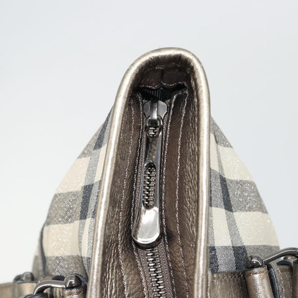 BURBERRY Nova Check Tote Bag Canvas Gray Silver Auth 175637A