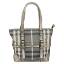 BURBERRY Nova Check Tote Bag Canvas Gray Silver Auth 175637A-13
