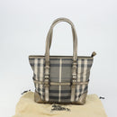 BURBERRY Nova Check Tote Bag Canvas Gray Silver Auth 175637A-12