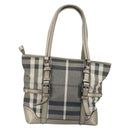 BURBERRY Nova Check Tote Bag Canvas Gray Silver Auth 175637A-2