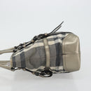 BURBERRY Nova Check Tote Bag Canvas Gray Silver Auth 175637A-4