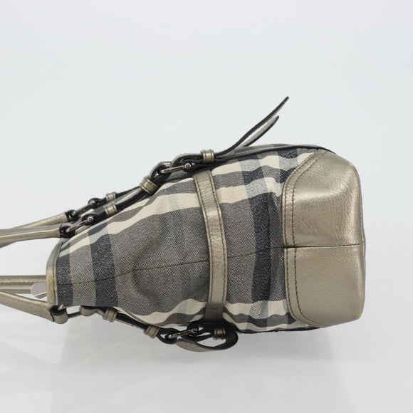 BURBERRY Nova Check Tote Bag Canvas Gray Silver Auth 175637A