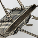 BURBERRY Nova Check Tote Bag Canvas Gray Silver Auth 175637A-6