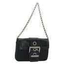 PRADA Chain Shoulder Bag Nylon Brown Silver Auth 175639A-1