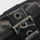 PRADA Chain Shoulder Bag Nylon Brown Silver Auth 175639A-14