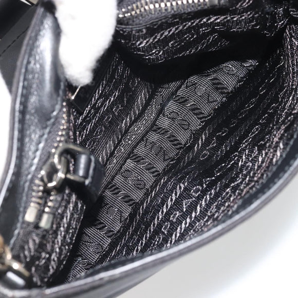 PRADA Chain Shoulder Bag Nylon Brown Silver Auth 175639A