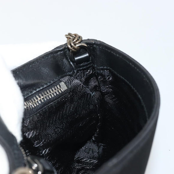 PRADA Chain Shoulder Bag Nylon Brown Silver Auth 175639A