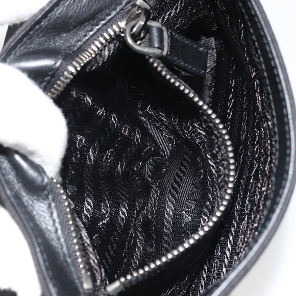 PRADA Chain Shoulder Bag Nylon Brown Silver Auth 175639A
