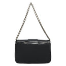 PRADA Chain Shoulder Bag Nylon Brown Silver Auth 175639A-3