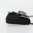 PRADA Chain Shoulder Bag Nylon Brown Silver Auth 175639A-4