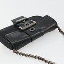 PRADA Chain Shoulder Bag Nylon Brown Silver Auth 175639A-6