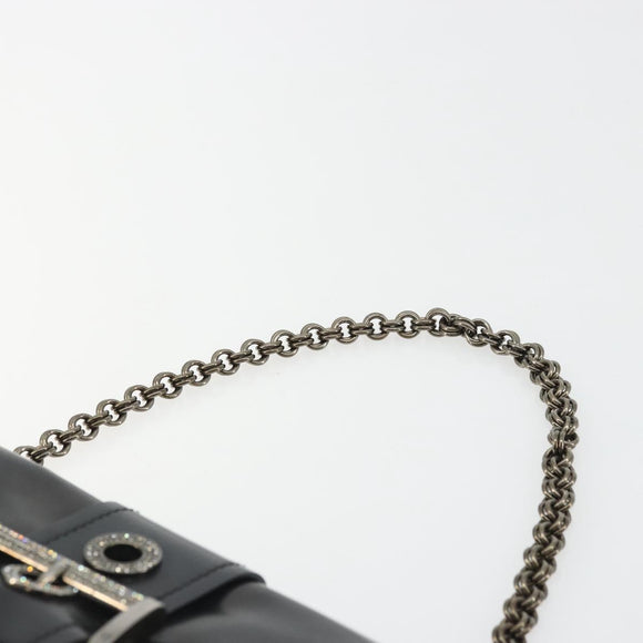 PRADA Chain Shoulder Bag Nylon Brown Silver Auth 175639A