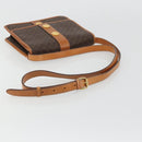 CELINE Macadam Canvas Medallion Shoulder Bag PVC Leather Brown Gold Auth 175640A-7